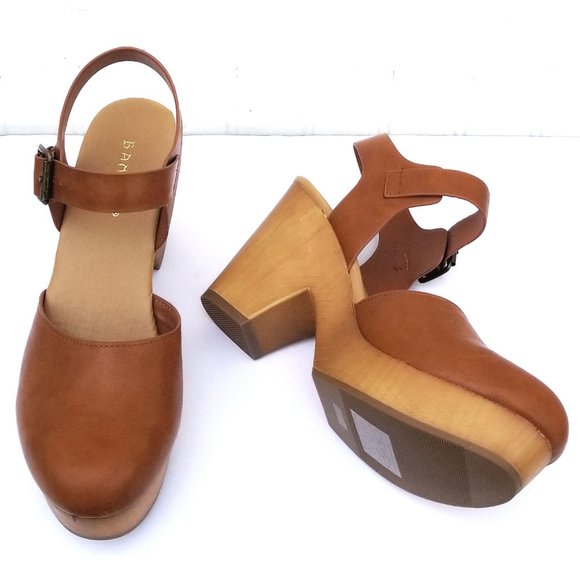 New Tan Mary Jane Lightweight Wedge Chunky Heel Platform Sandals - Picture 4 of 4